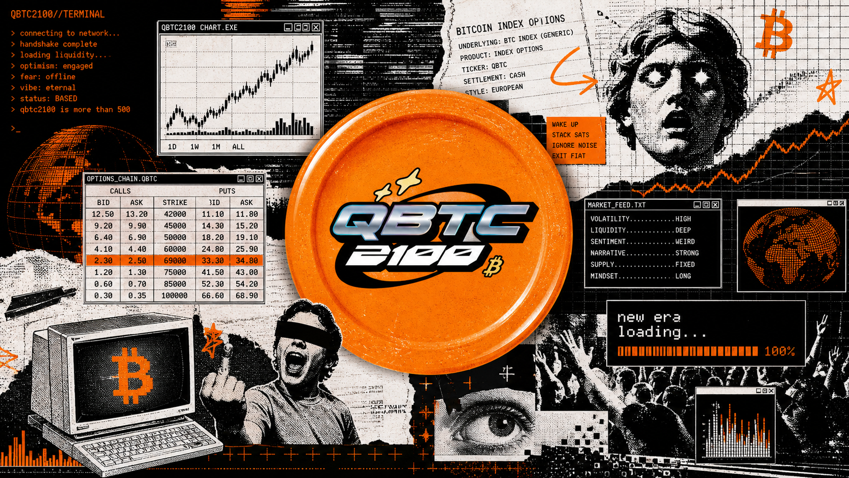 QBTC2100 bitcoin options collage